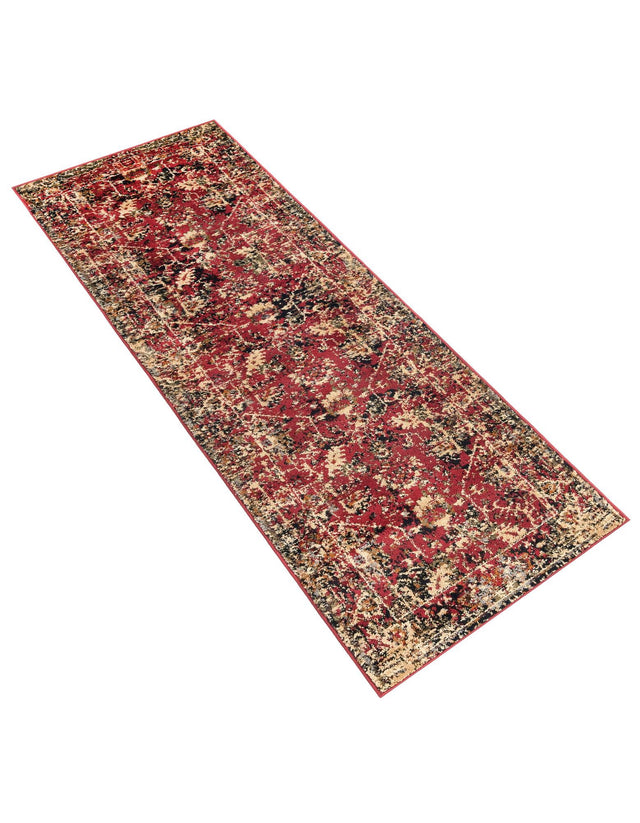 Burgundy 2' x 7' 1 Saturn Runner Area Rug Stain Resistant Easy Clean Classic Vintage Design Durable Carpet for Affordable Home Interiors for Sale at Rug Engine
