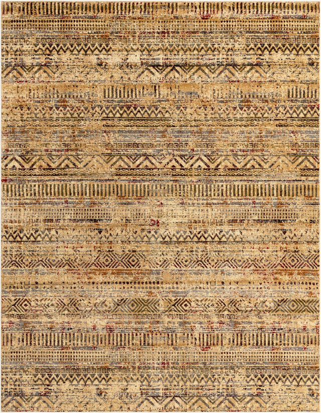 Beige 7' 10 x 10' Saturn Rectangle Area Rug Stain Resistant Easy Clean Classic Vintage Design Durable Carpet for Affordable Home Interiors for Sale at Rug Engine