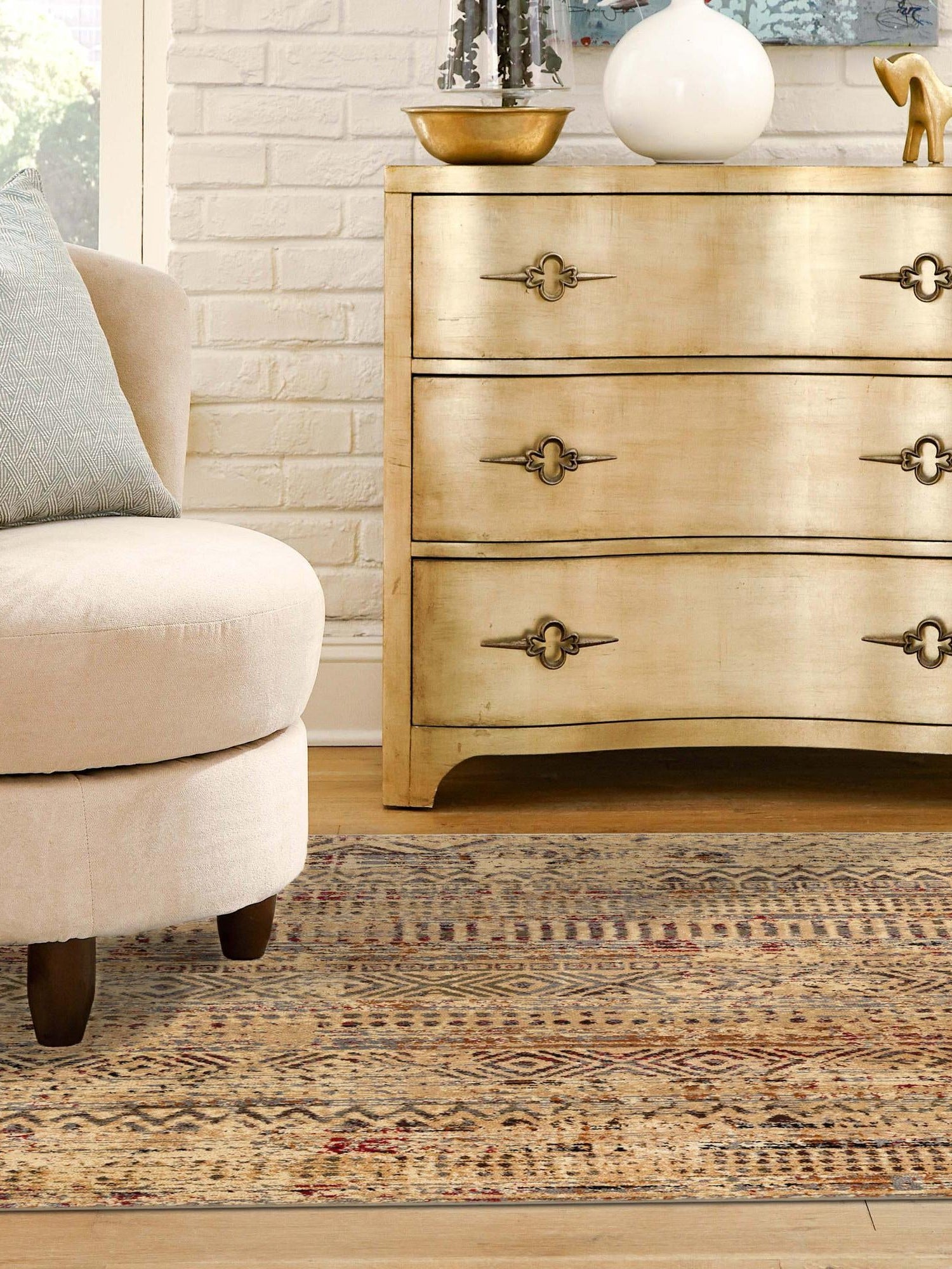 Beige 7' 10 x 7' 10 Saturn Square Area Rug Stain Resistant Easy Clean Classic Vintage Design Durable Carpet for Affordable Home Interiors for Sale at Rug Engine