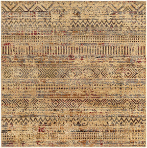 Beige 5' 3 x 5' 3 Saturn Square Area Rug Stain Resistant Easy Clean Classic Vintage Design Durable Carpet for Affordable Home Interiors for Sale at Rug Engine