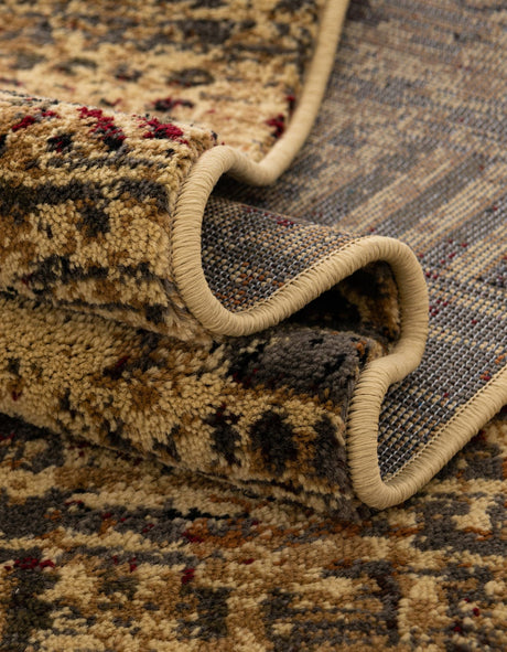 Beige 6' 1 x 6' 1 Saturn Square Area Rug Stain Resistant Easy Clean Classic Vintage Design Durable Carpet for Affordable Home Interiors for Sale at Rug Engine