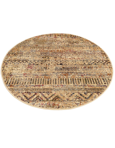 Beige 3' 1 x 3' 1 Saturn Round Area Rug Stain Resistant Easy Clean Classic Vintage Design Durable Carpet for Affordable Home Interiors for Sale at Rug Engine