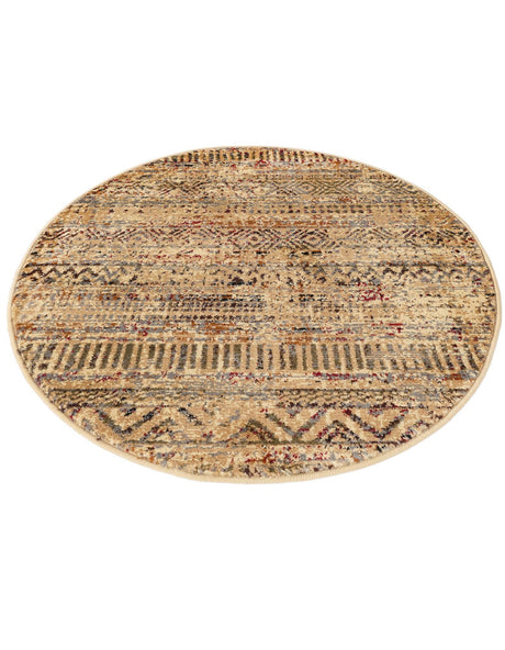 Beige 3' 1 x 3' 1 Saturn Round Area Rug Stain Resistant Easy Clean Classic Vintage Design Durable Carpet for Affordable Home Interiors for Sale at Rug Engine