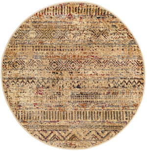 Beige 3' 1 x 3' 1 Saturn Round Area Rug Stain Resistant Easy Clean Classic Vintage Design Durable Carpet for Affordable Home Interiors for Sale at Rug Engine