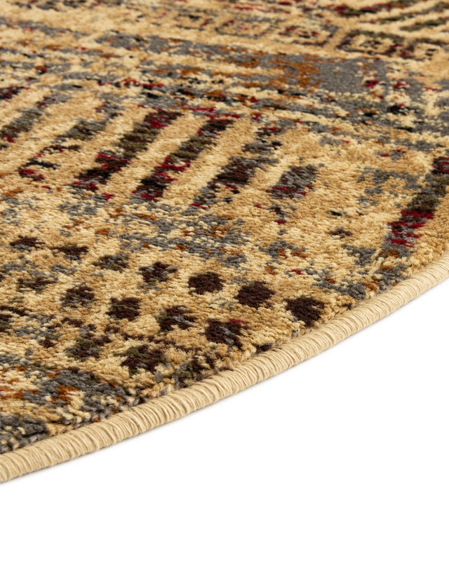Beige 3' 1 x 3' 1 Saturn Round Area Rug Stain Resistant Easy Clean Classic Vintage Design Durable Carpet for Affordable Home Interiors for Sale at Rug Engine