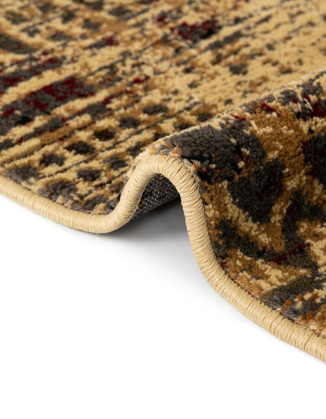 Beige 7' 10 x 7' 10 Saturn Round Area Rug Stain Resistant Easy Clean Classic Vintage Design Durable Carpet for Affordable Home Interiors for Sale at Rug Engine