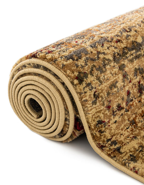 Beige 7' 1 x 7' 1 Saturn Round Area Rug Stain Resistant Easy Clean Classic Vintage Design Durable Carpet for Affordable Home Interiors for Sale at Rug Engine