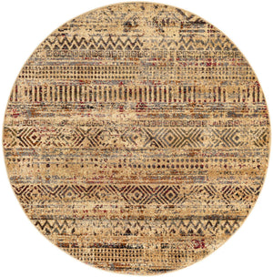 Beige 5' 3 x 5' 3 Saturn Round Area Rug Stain Resistant Easy Clean Classic Vintage Design Durable Carpet for Affordable Home Interiors for Sale at Rug Engine