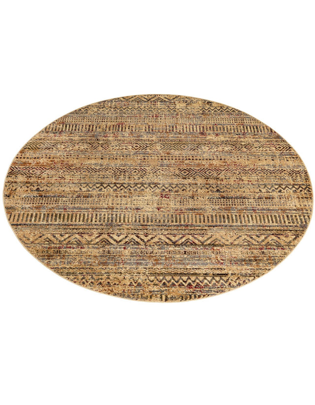 Beige 7' 1 x 7' 1 Saturn Round Area Rug Stain Resistant Easy Clean Classic Vintage Design Durable Carpet for Affordable Home Interiors for Sale at Rug Engine