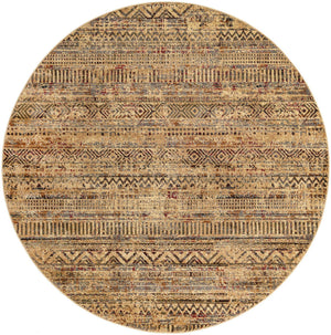 Beige 7' 1 x 7' 1 Saturn Round Area Rug Stain Resistant Easy Clean Classic Vintage Design Durable Carpet for Affordable Home Interiors for Sale at Rug Engine