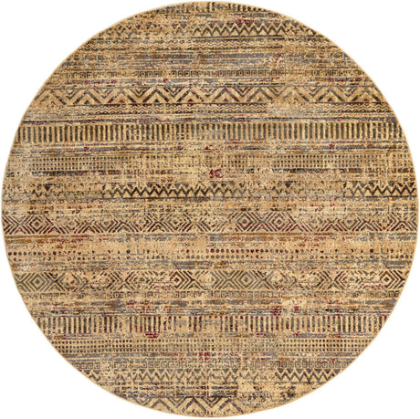 Beige 7' 10 x 7' 10 Saturn Round Area Rug Stain Resistant Easy Clean Classic Vintage Design Durable Carpet for Affordable Home Interiors for Sale at Rug Engine
