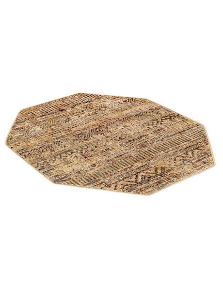Beige 3' 1 x 3' 1 Saturn Octagon Area Rug Stain Resistant Easy Clean Classic Vintage Design Durable Carpet for Affordable Home Interiors for Sale at Rug Engine
