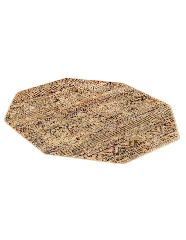 Beige 3' 1 x 3' 1 Saturn Octagon Area Rug Stain Resistant Easy Clean Classic Vintage Design Durable Carpet for Affordable Home Interiors for Sale at Rug Engine