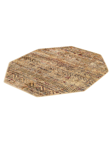 Beige 3' 1 x 3' 1 Saturn Octagon Area Rug Stain Resistant Easy Clean Classic Vintage Design Durable Carpet for Affordable Home Interiors for Sale at Rug Engine