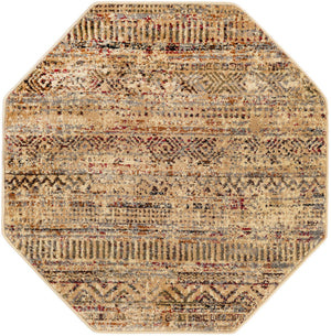 Beige 3' 1 x 3' 1 Saturn Octagon Area Rug Stain Resistant Easy Clean Classic Vintage Design Durable Carpet for Affordable Home Interiors for Sale at Rug Engine