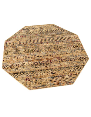 Beige 5' 3 x 5' 3 Saturn Octagon Area Rug Stain Resistant Easy Clean Classic Vintage Design Durable Carpet for Affordable Home Interiors for Sale at Rug Engine
