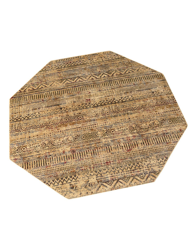 Beige 7' 10 x 7' 10 Saturn Octagon Area Rug Stain Resistant Easy Clean Classic Vintage Design Durable Carpet for Affordable Home Interiors for Sale at Rug Engine