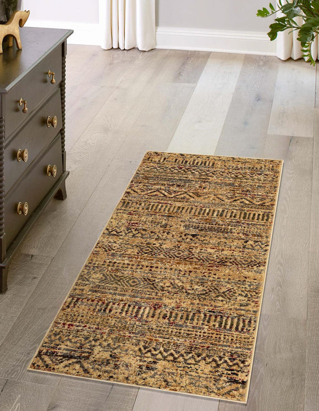 Beige 2' x 8' Saturn Runner Area Rug Stain Resistant Easy Clean Classic Vintage Design Durable Carpet for Affordable Home Interiors for Sale at Rug Engine