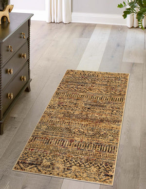 Beige 2' x 6' 1 Saturn Runner Area Rug Stain Resistant Easy Clean Classic Vintage Design Durable Carpet for Affordable Home Interiors for Sale at Rug Engine