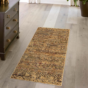 Beige 2' x 7' 1 Saturn Runner Area Rug Stain Resistant Easy Clean Classic Vintage Design Durable Carpet for Affordable Home Interiors for Sale at Rug Engine