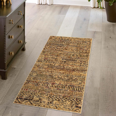 Beige 2' x 7' 1 Saturn Runner Area Rug Stain Resistant Easy Clean Classic Vintage Design Durable Carpet for Affordable Home Interiors for Sale at Rug Engine