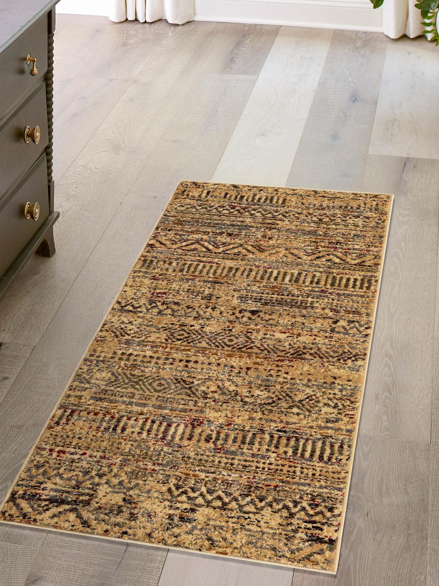 Beige 2' x 5' 1 Saturn Runner Area Rug Stain Resistant Easy Clean Classic Vintage Design Durable Carpet for Affordable Home Interiors for Sale at Rug Engine