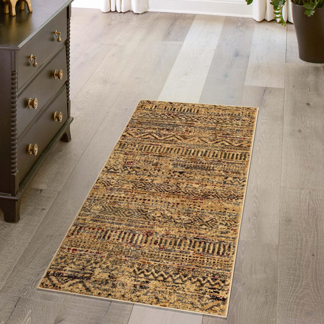 Beige 2' x 5' 1 Saturn Runner Area Rug Stain Resistant Easy Clean Classic Vintage Design Durable Carpet for Affordable Home Interiors for Sale at Rug Engine
