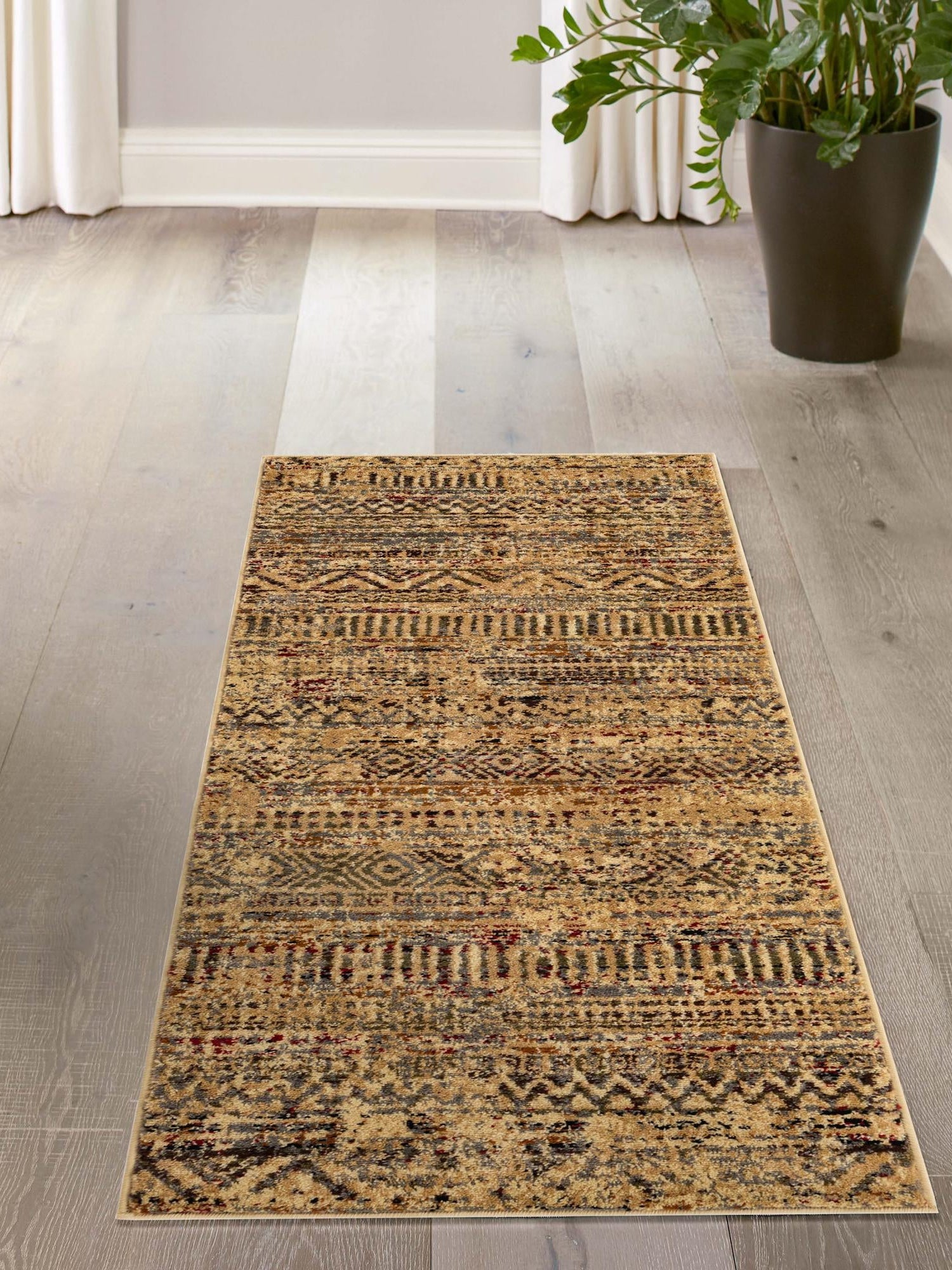Beige 2' x 5' 1 Saturn Runner Area Rug Stain Resistant Easy Clean Classic Vintage Design Durable Carpet for Affordable Home Interiors for Sale at Rug Engine