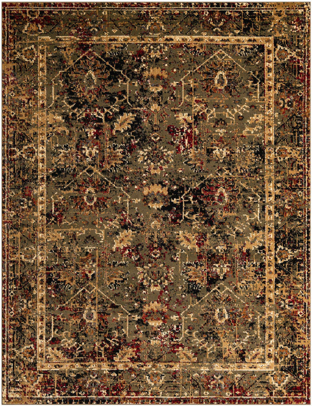 Green 7' 10 x 10' Saturn Rectangle Area Rug Stain Resistant Easy Clean Classic Vintage Design Durable Carpet for Affordable Home Interiors for Sale at Rug Engine