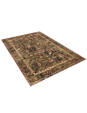 Green 6' 1 x 9' Saturn Rectangle Area Rug Stain Resistant Easy Clean Classic Vintage Design Durable Carpet for Affordable Home Interiors for Sale at Rug Engine