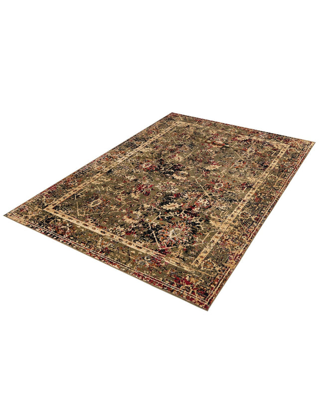 Green 6' 1 x 9' Saturn Rectangle Area Rug Stain Resistant Easy Clean Classic Vintage Design Durable Carpet for Affordable Home Interiors for Sale at Rug Engine
