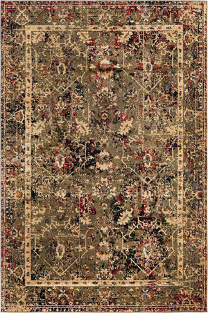 Green 6' 1 x 9' Saturn Rectangle Area Rug Stain Resistant Easy Clean Classic Vintage Design Durable Carpet for Affordable Home Interiors for Sale at Rug Engine