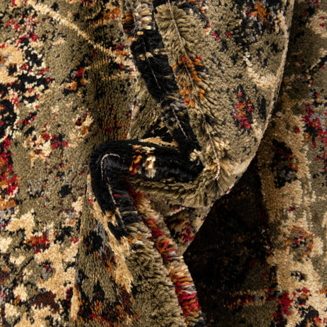 Green 4' 1 x 6' 1 Saturn Rectangle Area Rug Stain Resistant Easy Clean Classic Vintage Design Durable Carpet for Affordable Home Interiors for Sale at Rug Engine