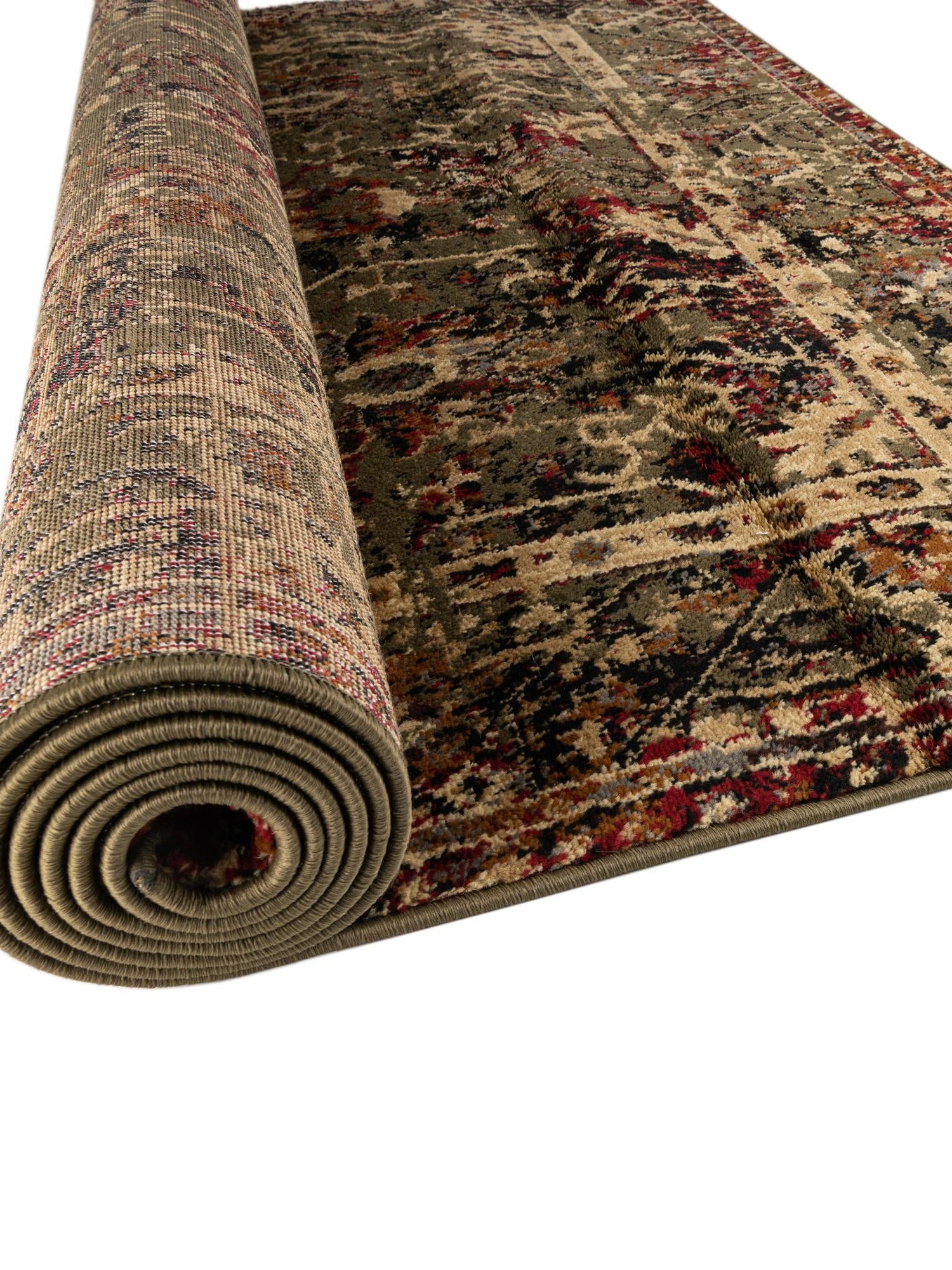 Green 4' 1 x 6' 1 Saturn Rectangle Area Rug Stain Resistant Easy Clean Classic Vintage Design Durable Carpet for Affordable Home Interiors for Sale at Rug Engine