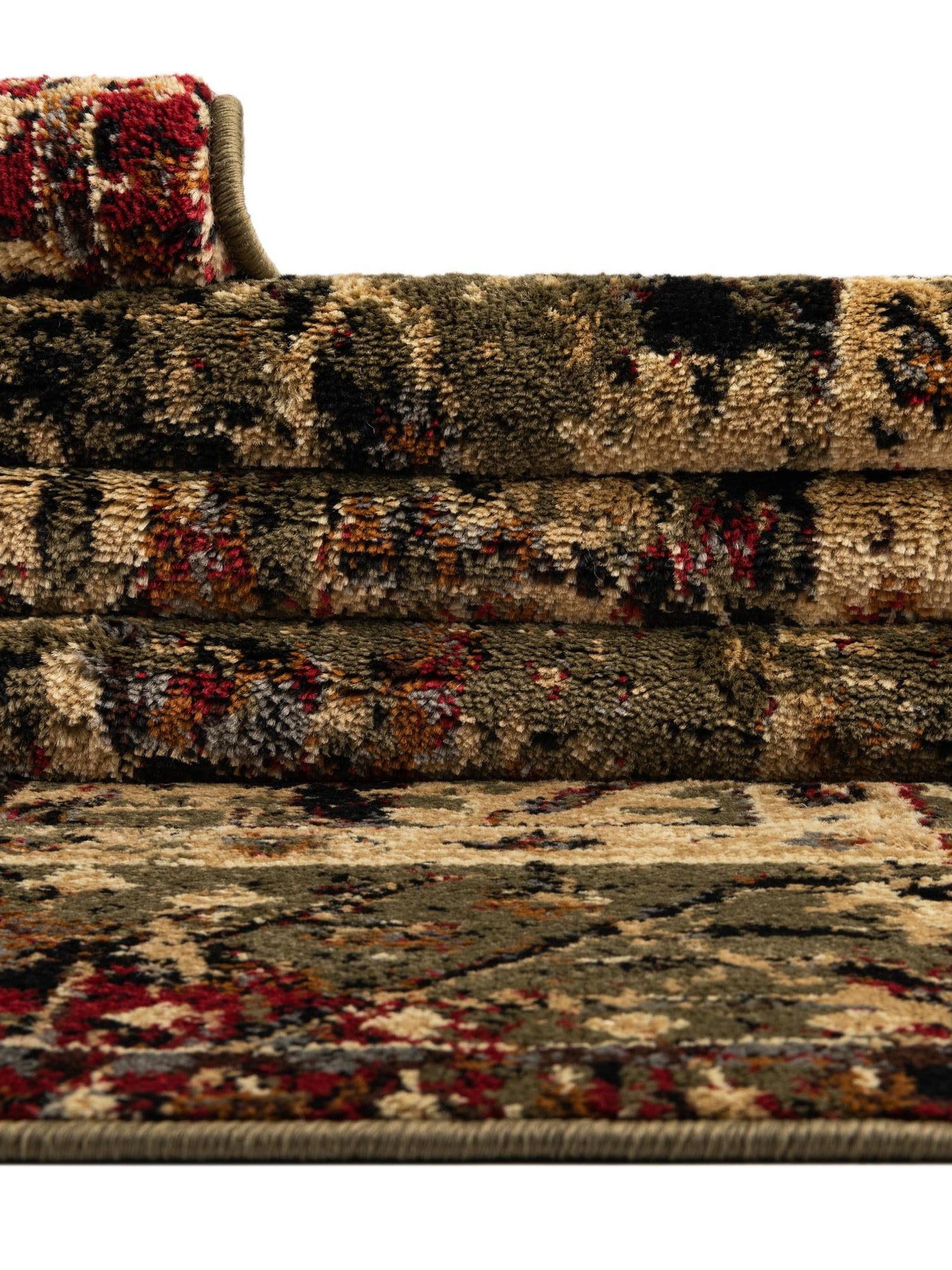 Green 4' 1 x 6' 1 Saturn Rectangle Area Rug Stain Resistant Easy Clean Classic Vintage Design Durable Carpet for Affordable Home Interiors for Sale at Rug Engine