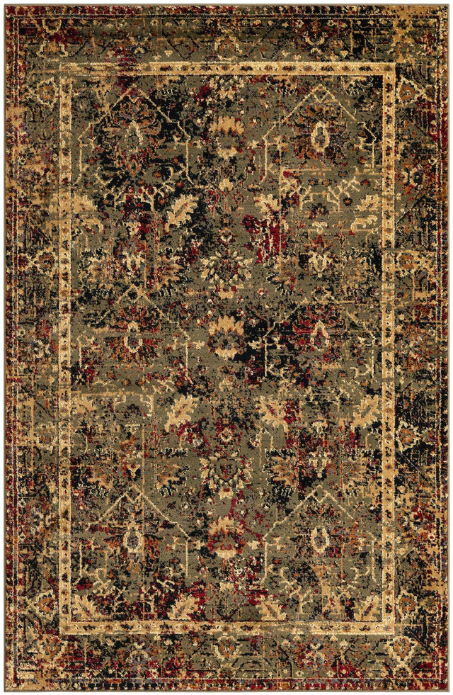 Green 5' 3 x 8' Saturn Rectangle Area Rug Stain Resistant Easy Clean Classic Vintage Design Durable Carpet for Affordable Home Interiors for Sale at Rug Engine