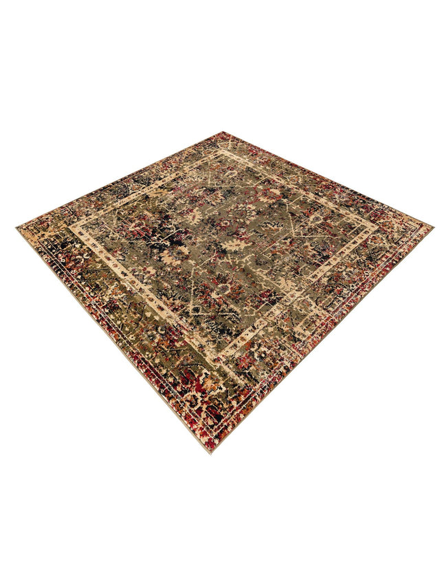 Green 5' 3 x 5' 3 Saturn Square Area Rug Stain Resistant Easy Clean Classic Vintage Design Durable Carpet for Affordable Home Interiors for Sale at Rug Engine