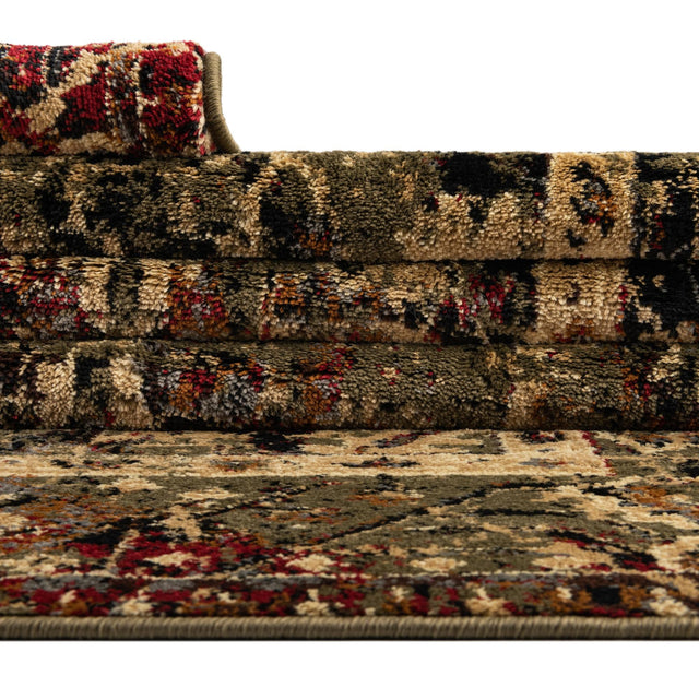 Green 5' 3 x 5' 3 Saturn Square Area Rug Stain Resistant Easy Clean Classic Vintage Design Durable Carpet for Affordable Home Interiors for Sale at Rug Engine
