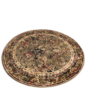 Green 3' 1 x 3' 1 Saturn Round Area Rug Stain Resistant Easy Clean Classic Vintage Design Durable Carpet for Affordable Home Interiors for Sale at Rug Engine