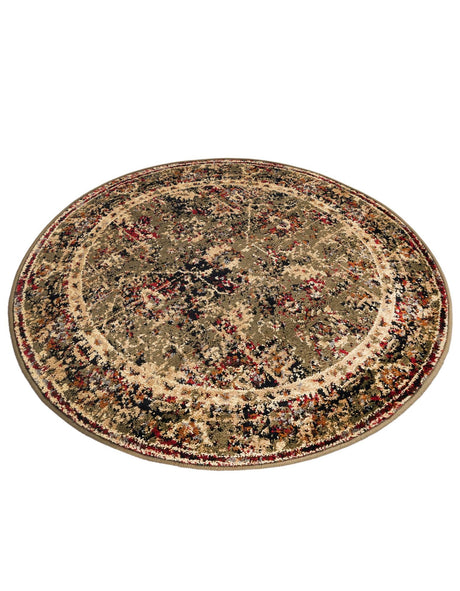 Green 3' 1 x 3' 1 Saturn Round Area Rug Stain Resistant Easy Clean Classic Vintage Design Durable Carpet for Affordable Home Interiors for Sale at Rug Engine