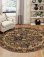 Green 5' 3 x 5' 3 Saturn Round Area Rug Stain Resistant Easy Clean Classic Vintage Design Durable Carpet for Affordable Home Interiors for Sale at Rug Engine