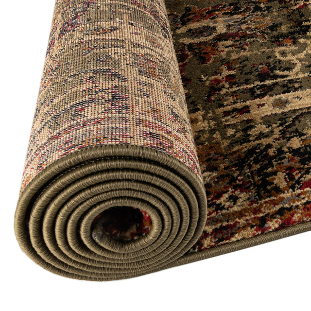 Green 3' 1 x 3' 1 Saturn Round Area Rug Stain Resistant Easy Clean Classic Vintage Design Durable Carpet for Affordable Home Interiors for Sale at Rug Engine