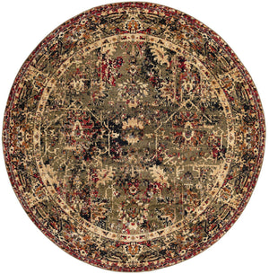 Green 7' 1 x 7' 1 Saturn Round Area Rug Stain Resistant Easy Clean Classic Vintage Design Durable Carpet for Affordable Home Interiors for Sale at Rug Engine