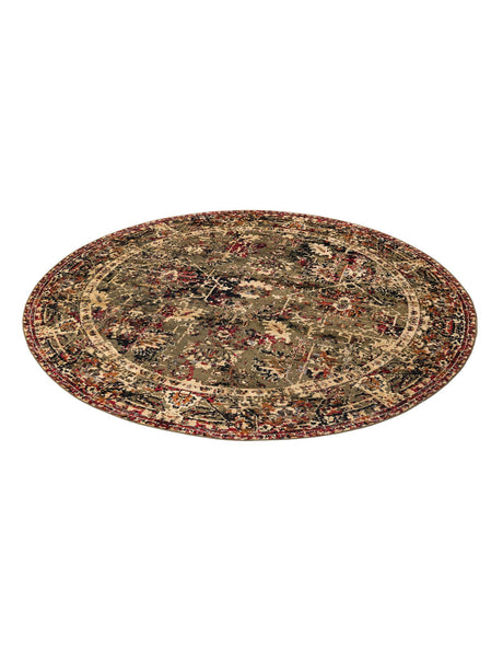 Green 7' 10 x 7' 10 Saturn Round Area Rug Stain Resistant Easy Clean Classic Vintage Design Durable Carpet for Affordable Home Interiors for Sale at Rug Engine