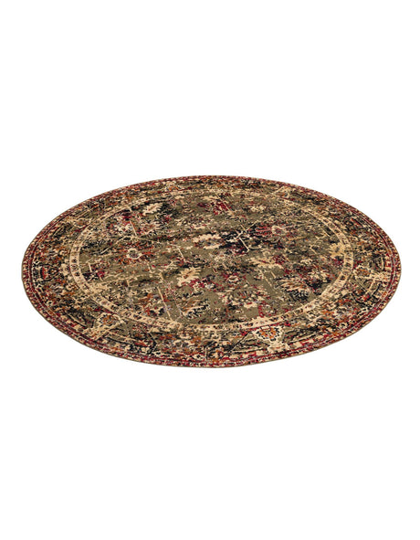 Green 7' 10 x 7' 10 Saturn Round Area Rug Stain Resistant Easy Clean Classic Vintage Design Durable Carpet for Affordable Home Interiors for Sale at Rug Engine