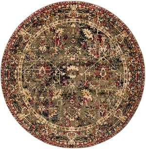 Green 7' 10 x 7' 10 Saturn Round Area Rug Stain Resistant Easy Clean Classic Vintage Design Durable Carpet for Affordable Home Interiors for Sale at Rug Engine