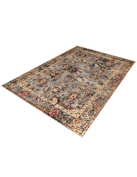 Blue 9' x 12' Saturn Rectangle Area Rug Stain Resistant Easy Clean Classic Vintage Design Durable Carpet for Affordable Home Interiors for Sale at Rug Engine