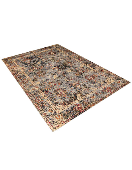 Blue 9' x 12' Saturn Rectangle Area Rug Stain Resistant Easy Clean Classic Vintage Design Durable Carpet for Affordable Home Interiors for Sale at Rug Engine
