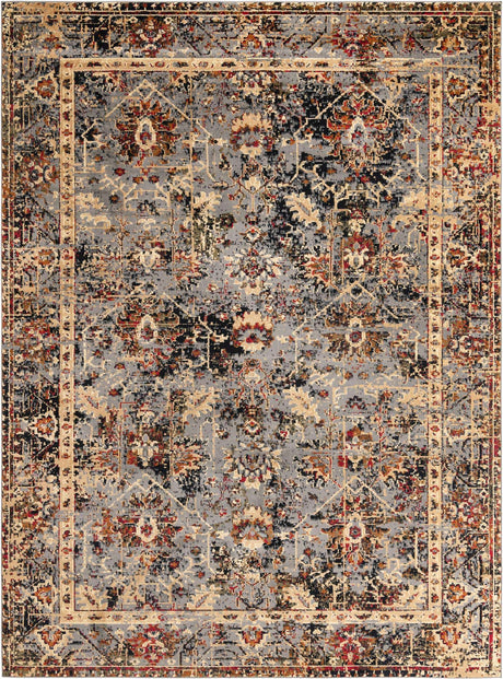 Blue 9' x 12' Saturn Rectangle Area Rug Stain Resistant Easy Clean Classic Vintage Design Durable Carpet for Affordable Home Interiors for Sale at Rug Engine