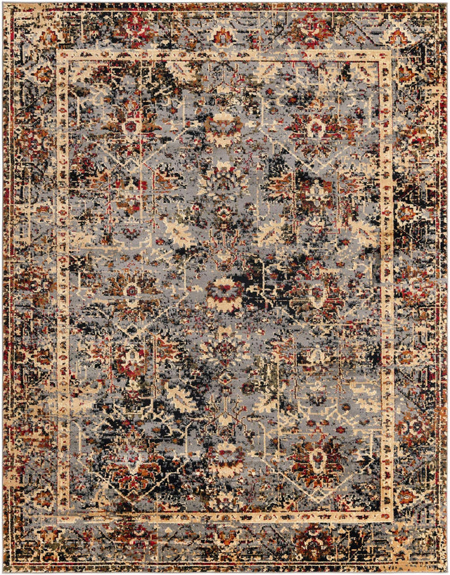 Blue 7' 10 x 10' Saturn Rectangle Area Rug Stain Resistant Easy Clean Classic Vintage Design Durable Carpet for Affordable Home Interiors for Sale at Rug Engine